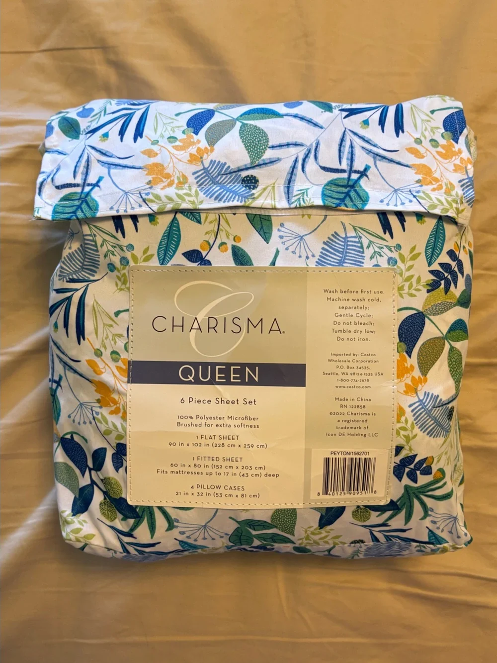 Charisma Floral Queen Sheet Set in Blue, Green & Yellow